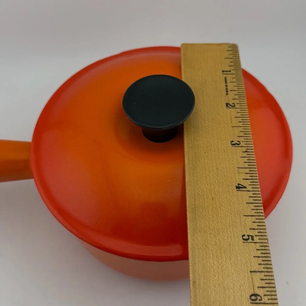Le Creuset 14 Flame Orange Enameled Cast Iron Saucepan with Lid France